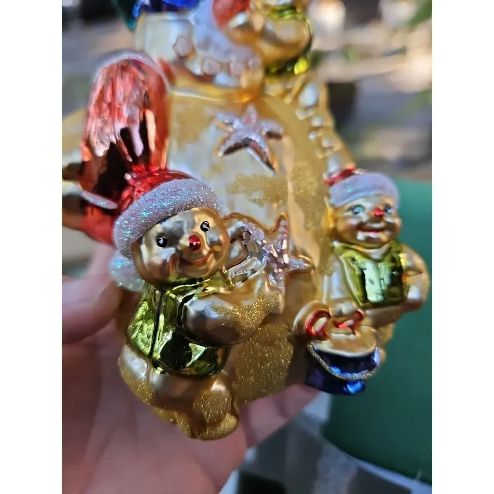 VTG Dillards Trimmings‎ BLOWN GLASS BEACH SNOWMAN Ornament Starfish Shells 5